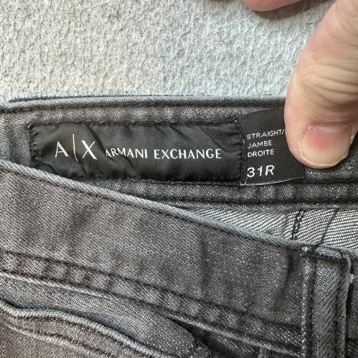 Armani Exchange Jeans Mens 31 (30x29) Charcoal Grey Straight Leg 