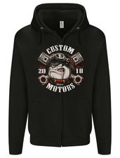 Bulldog Custom Motorcycle Motorbike Biker Mens Zip Up Hoodie