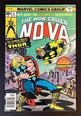 NOVA #4 THOR Appearance 1st CORRUPTOR Jack Kirby Cover Art Marvel Comics 1976