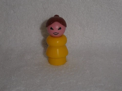 Fisher Price Little People Vintage Brown Hair Mom Girl Yellow Jetliner Ponytail