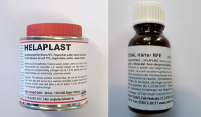BUNDLE HELAPLAST 50ml Dose Transparent Wassersportkleber + ELASTOSAL Härter