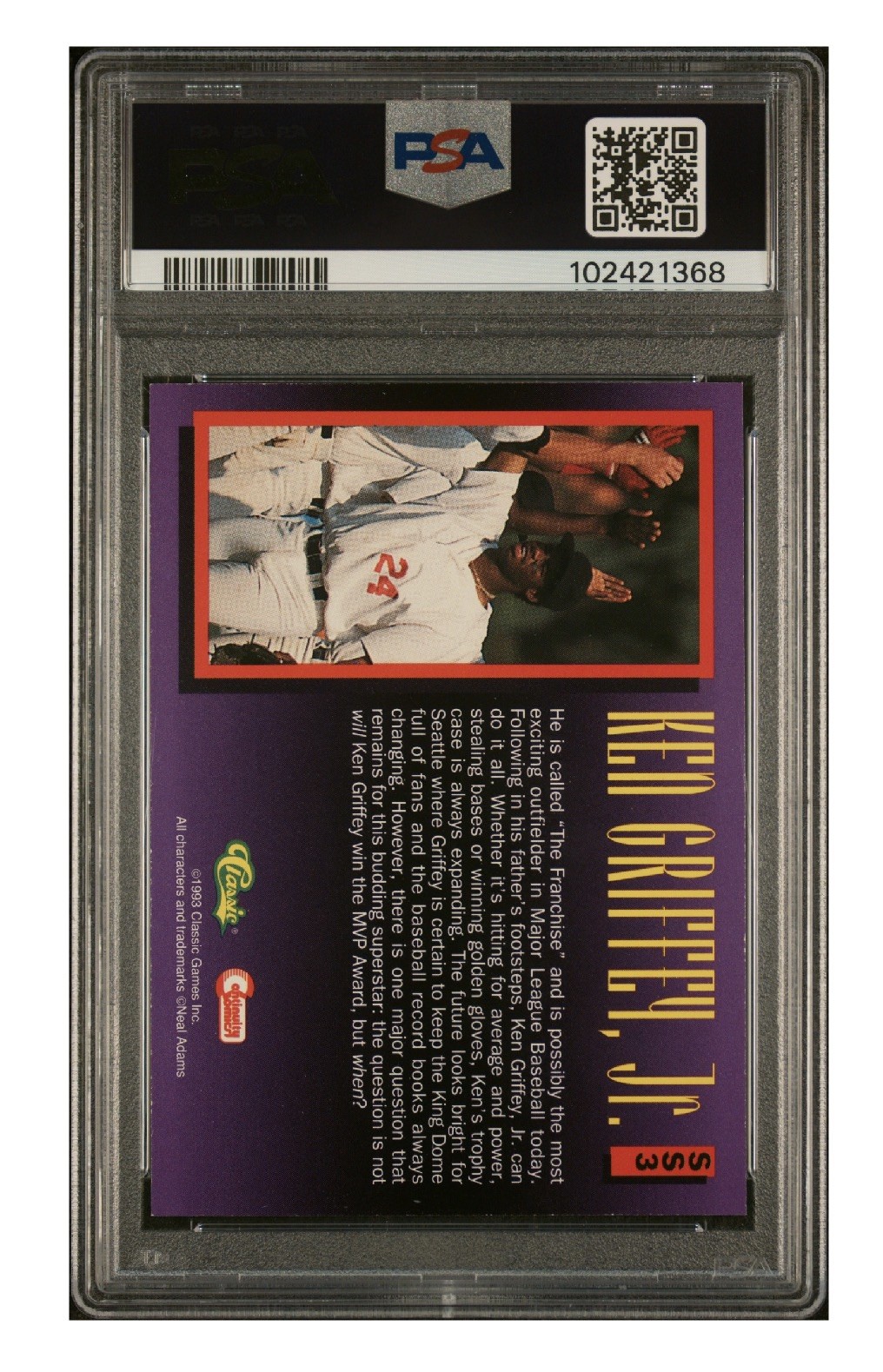 1993 CLASSIC SUPERHEROS #SS3 KEN GRIFFEY JR. PSA 8 - LOW POP view 2