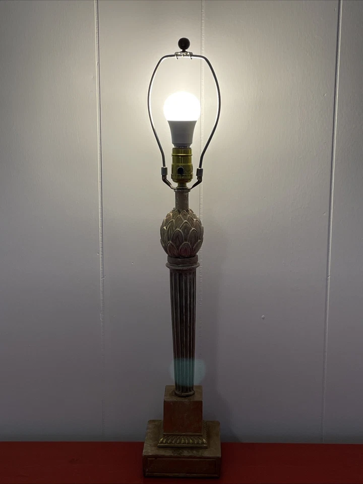 老式金属烛台台灯金色镀金罗马柱洋蓟27 — 第 2/4 张图片