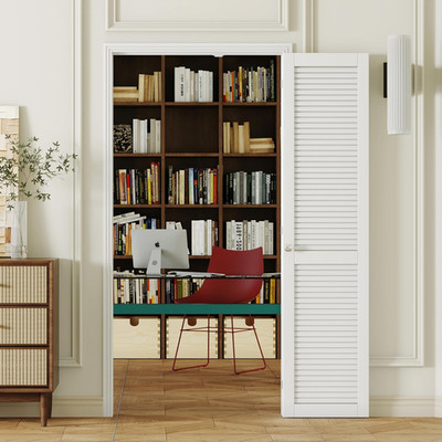 Bifold Doors, 180 Degree Bifold Door for 36 X 80'' Openings, Louver-Panel Folding