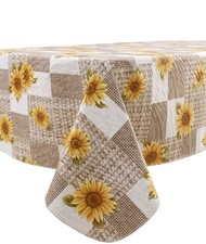 LIBERECOO Vinyl Tablecloth with Flannel Backing, Sunflower 60 x 84 Inch Recta...