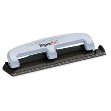 Paperpro Three Hole Punch - 3 Punch Head[s] - 12 Sheet Capacity - 9/32" - Gray