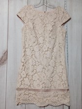 Vince Camuto Dress Womens 6 Pink Lace Floral Overlay Short Sleeve Party Wedding