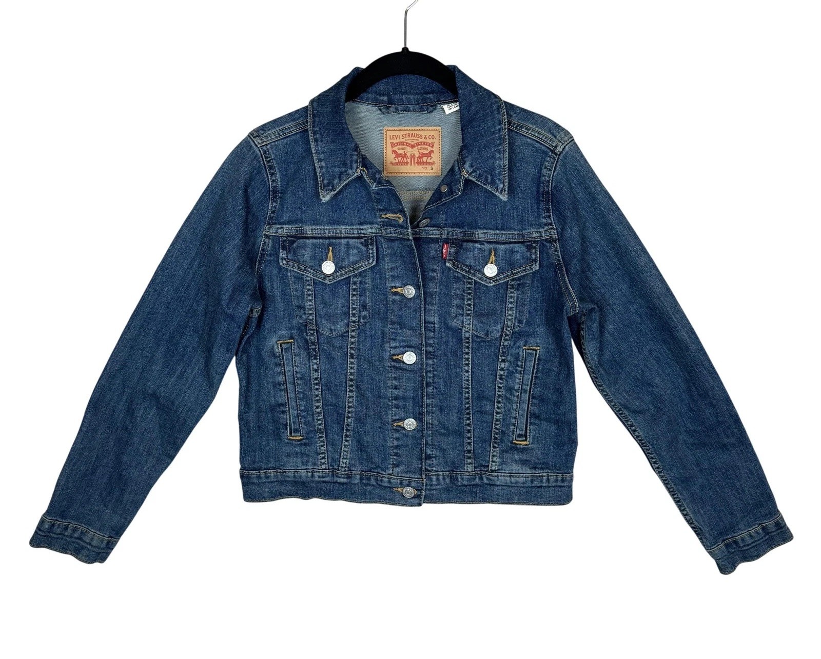Levi's Trucker Jacket Womens Small Blue Denim Button Front P