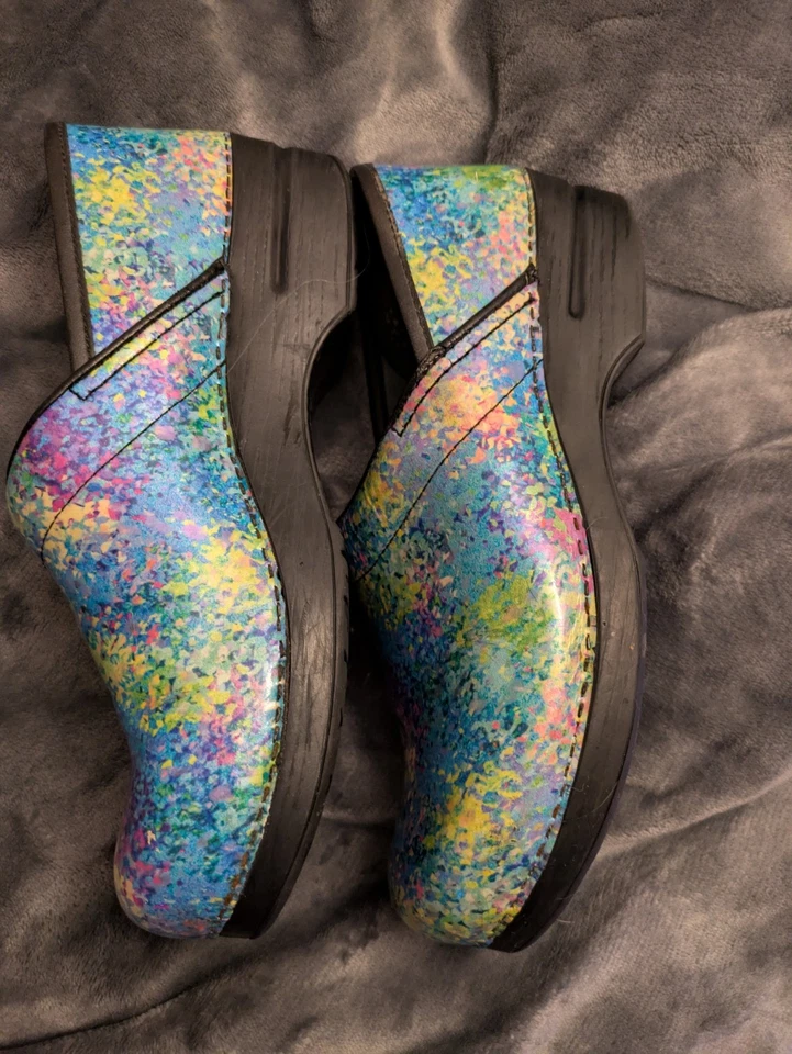 Dansko Gray Blue Pink Paisley Professional Nursing Clog Shoes Womens 41 - Image 2 of 4