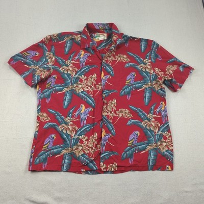 Vintage Paradise Found Shirt Mens XL Red Hawaiian Magnum PI Tom Selleck Birds