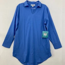 New Coolibar Large Blue Sun Protection Long Sleeve Koesta Cover-up Top Beach