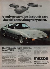 Mazda RX-7 Car Print Ad Vintage 1970s Retro Man Cave Wall Art Garage Decor 1979