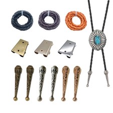 3 Sets Bolo Tie Making Kit Tips Replacement End Caps Buckle Slide Clasps
