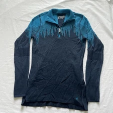 Smartwool Intraknit 200 Pullover Womens Medium Blue Half Zip Merino Wool Blend