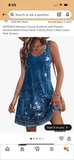 HOTOUCH Women's Blue Floral Sleeveless V-Neck Sundress with Pockets