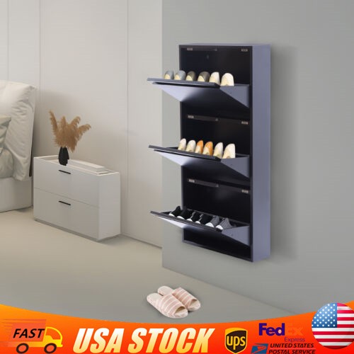 Shoes Rack Wall Mounted Shoes Organizer 3 Drawers Shoe Rack Cabinet for 9 Pairs - Picture 17 of 17