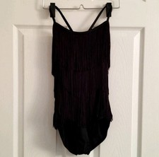 Weissman Costume Black Fringe Bodysuit  Child  Large 14