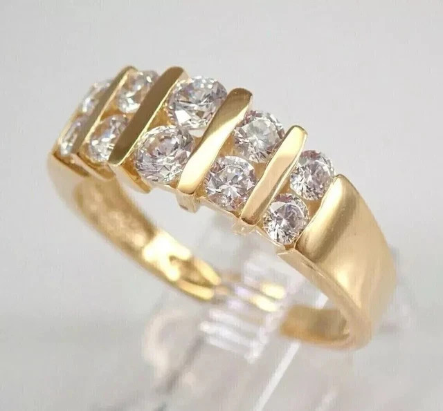 Wedding Band Ring 2.00Ct Round Cut Lab Created Diamond 14K Yellow Gold Plated-image