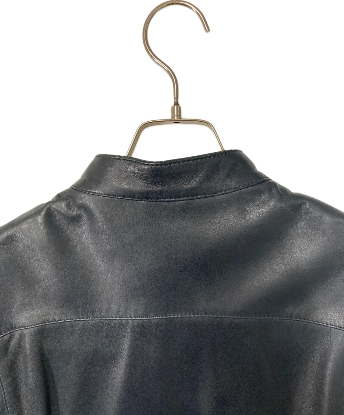 Harris s Single Leather Riders Jacket Men's Size 40 Navy - product detail image 5