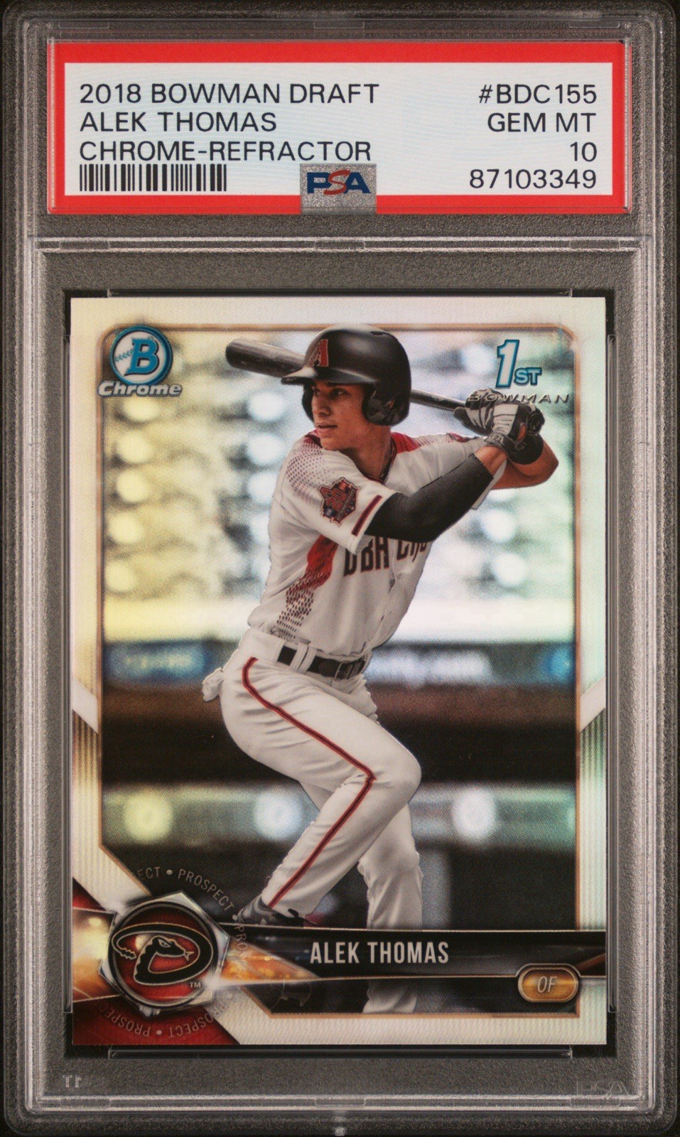 2018 Bowman Draft Chrome Refractor #BDC 155 Alek Thomas RC PSA 10 GEM MINT