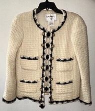 Chanel 15A Ecru & Black Waffle-Knit Tweed Jacket Paris-Salzburg Métiers d'Art 38