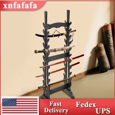 Black Sword Rack Display Mount - Floor Standing Medieval Display Decor Rack