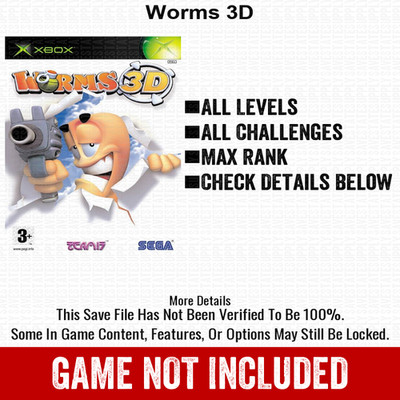 Worms 3D 100% Unlocked All Items Xbox USB Save