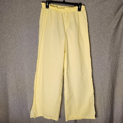 Colsie Small Yellow Swiss Polka Dot Pajama Pants Cotton Poplin Wide Leg Summer