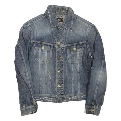 LEE Herren Jeansjacke blau L Baumwollmischung Knopfverschluss Freizeit Oberbekleidung