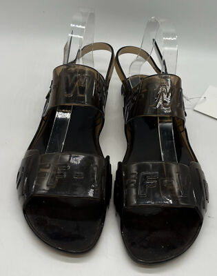 Off-White Black Jelly Zip-Tie Open-Toe Flat Sandal sz 42