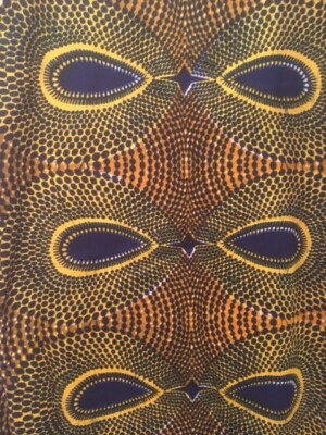 WAX AFRICAN PRINT FABRIC Purple, Gold, and Brown 2 pcs - 2 3/4 yards each x 44 w