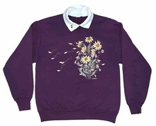 MORNING SUN Squirrel Floral sweatshirt Size Medium vtg 90s usa grandma