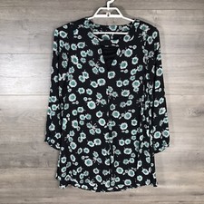 Express Women’s Size XS Long Sleeve Floral Printed Dress Black Keyhole