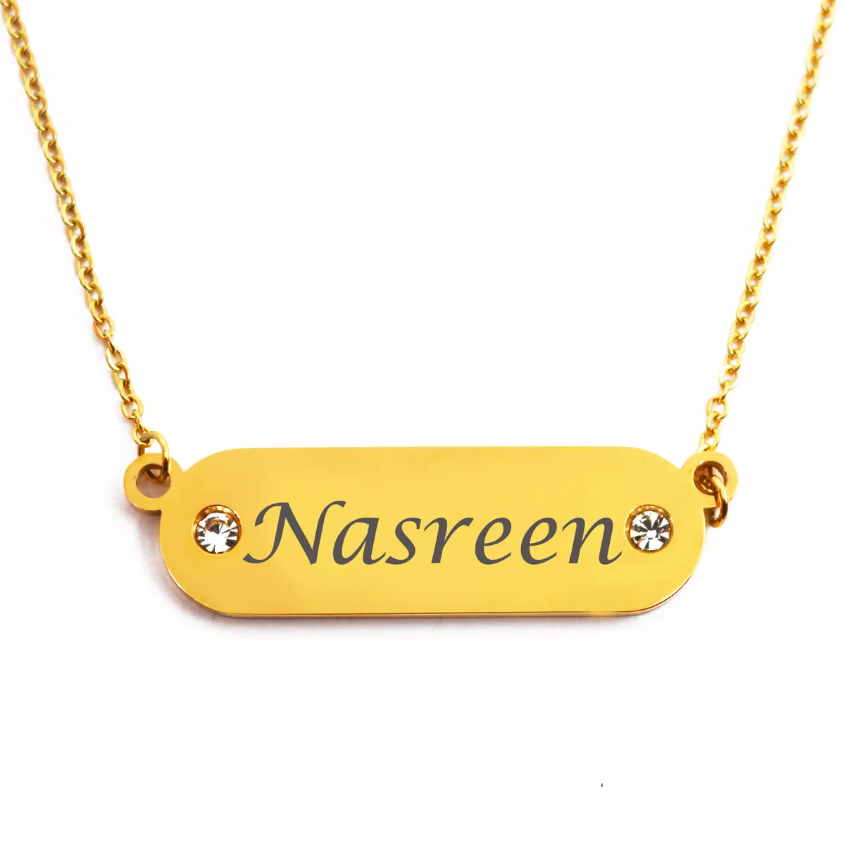 Gold engraved necklace for deals her