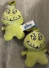 NEW-Dr. Seuss THE GRINCH Plush Bag Clip Keyring-Soft keychain (Lot 2)