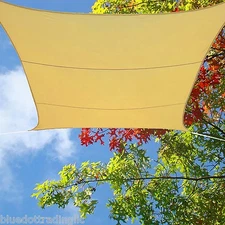 Heavy Duty Desert Sand Mesh Shade Sail 16x16.5' Square Backyard Pool Lawn Awning