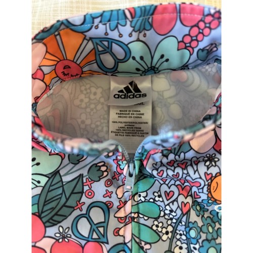Adidas Floral Print Track Jacket Full Zip Activewear Colorful Kids - Picture 4 of 8