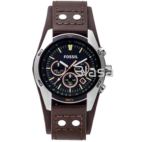 FOSSIL BIG TIC Vintage Men's Watch Leather Band JR-8712 Quartz 40