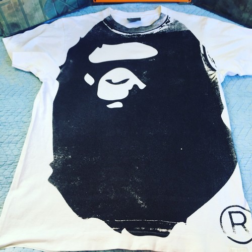 bathing ape bapexclusive vintage nigo hand-printed t shirt bape