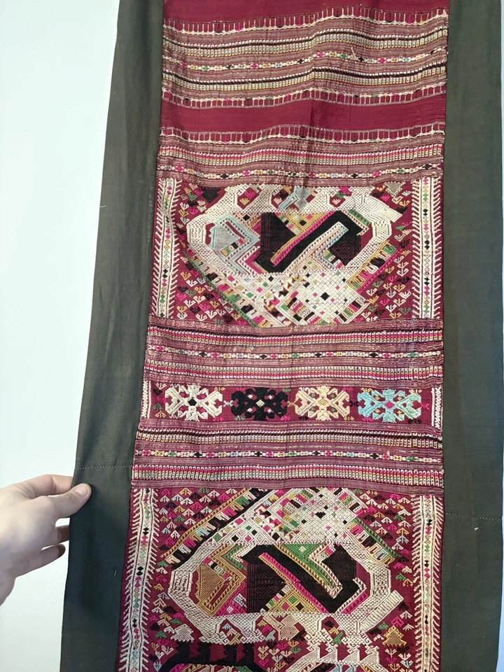 Pièce unique tissé à la main Chine textile motif tribal - Photo 3/4