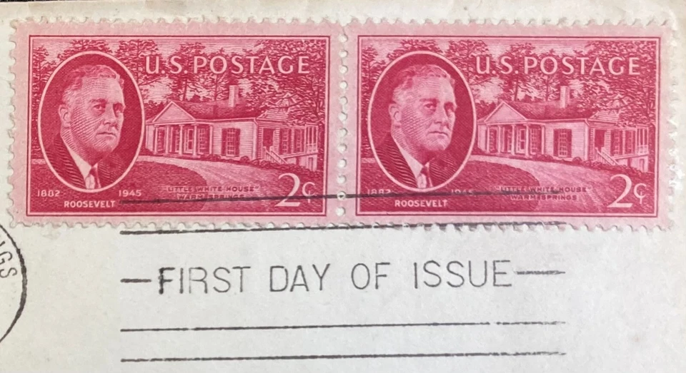 1945 1st-Day Issue Franklin Roosevelt In Memoriam 2¢ Stamps / FDR/Warm Springs - Image 3 of 4