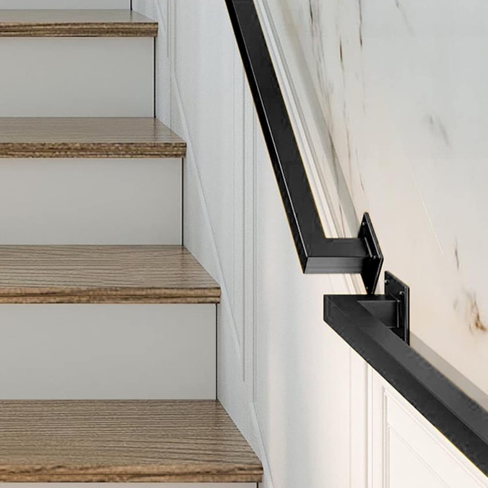 3FT Black Iron Hand Railing, Sturdy Safety Staircase Handrails Wall