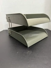 VTG Mid Century Modern Globe Wernicke GW Systems Steel Paper Tray Desk Organizer