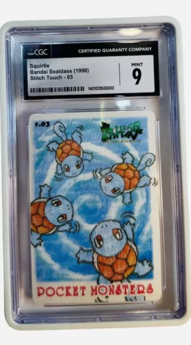 Pokemon Squirtle Japanese Sealdass Stitch Touch #03 CGC 9 Mint
