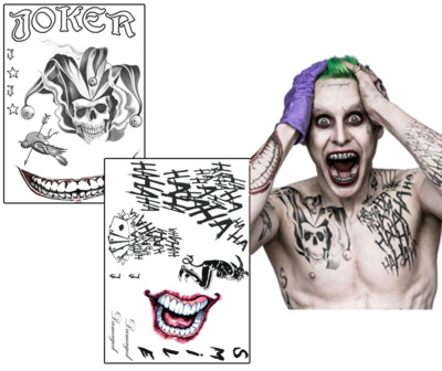 Joker Suicide Squad gefälschte Tattoos Halloween Verkleiden & KOSTENLOSER UK Post