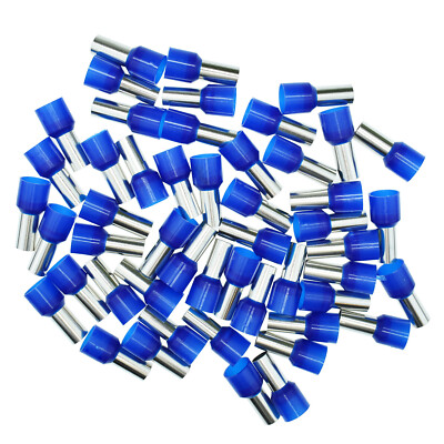 50 Aderendhülsen 16mm² isoliert Aderhülsen 16 mm2 Kabelhülsen mit Kragen blau
