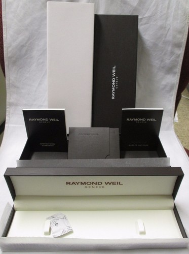 New Raymond Weil Quartz Watch Instructions & Elongated Gift Presentation Box Set - Picture 11 of 12