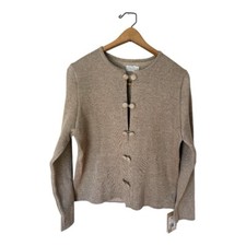 Natural Style Cardigan Sweater Linen Fabric W...