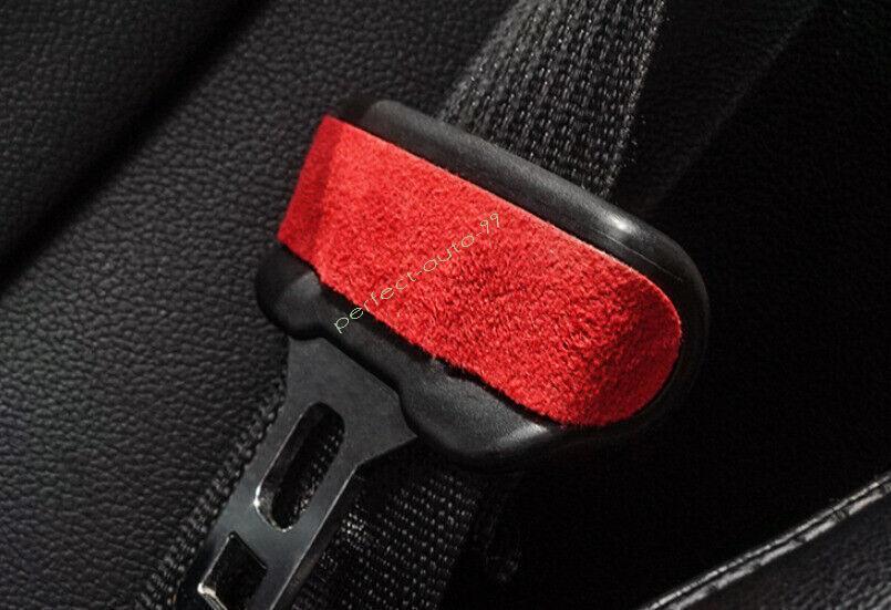 For Ford Mustang 2015-22 2023 Red Alcantara Safety Belt Buckle Accessories Cover