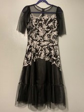 Tahari Arthur S Levine Womens Size 4 Dress Lined Floral Embroidery on Toile